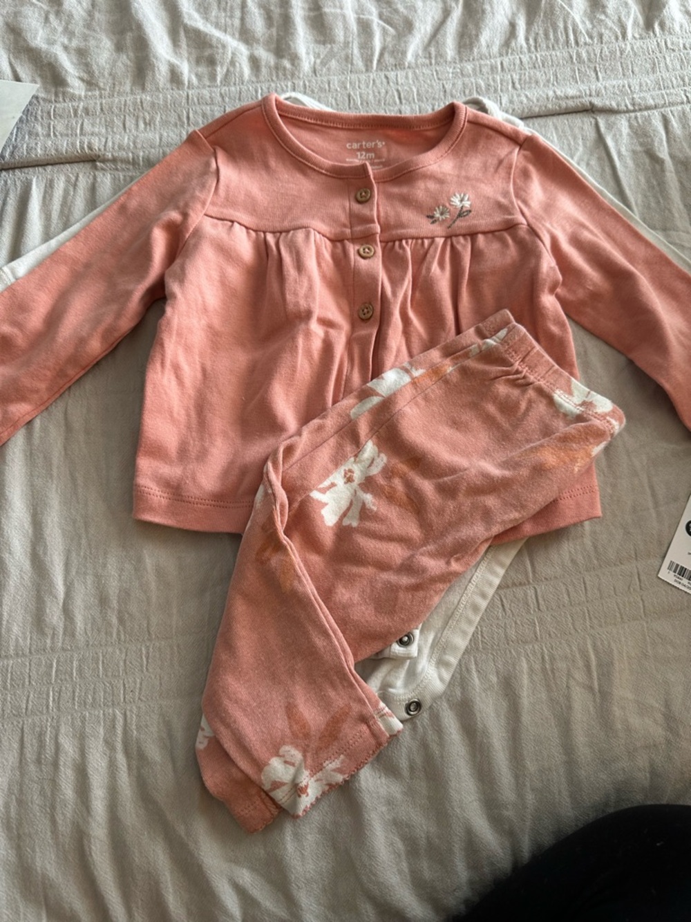 Carter's Peach Floral Long-Sleeve Three-Piece Set